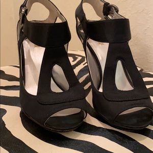Black Satin Max Studio Heels